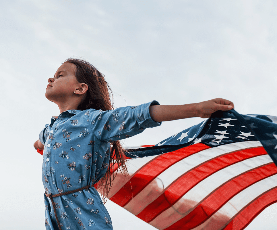 patriotic young girl