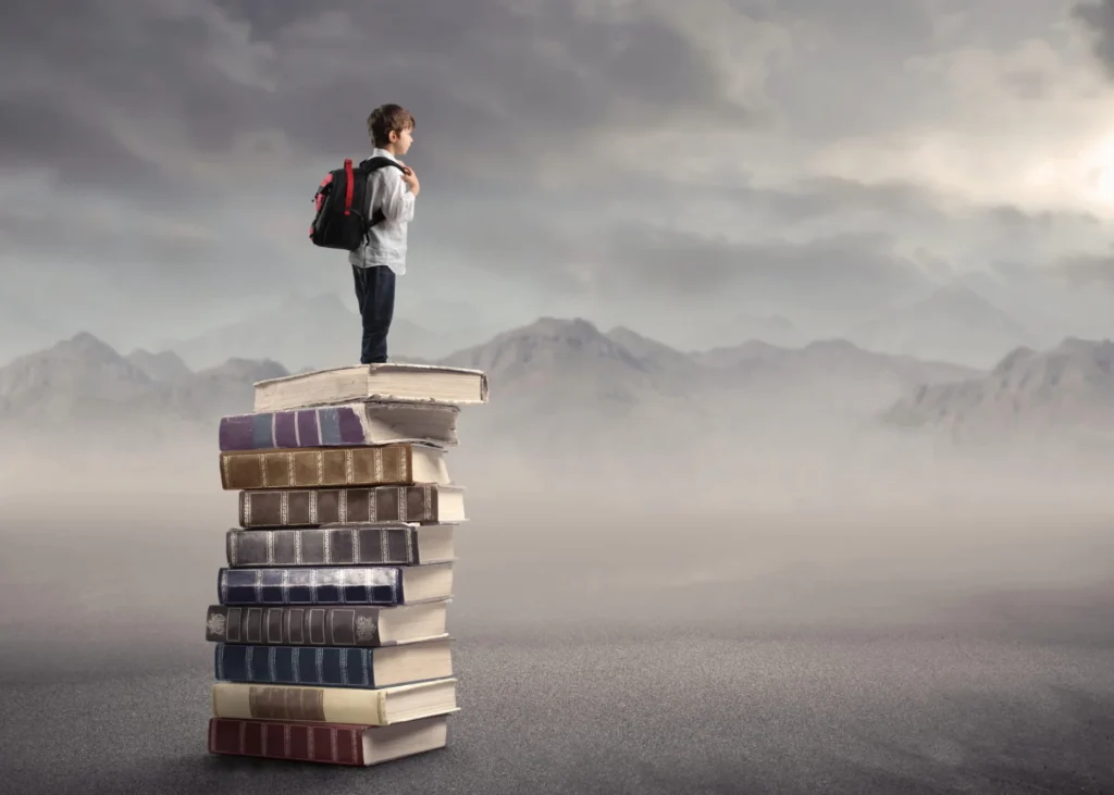 AMERICA'S 250TH-book drive-boy on books